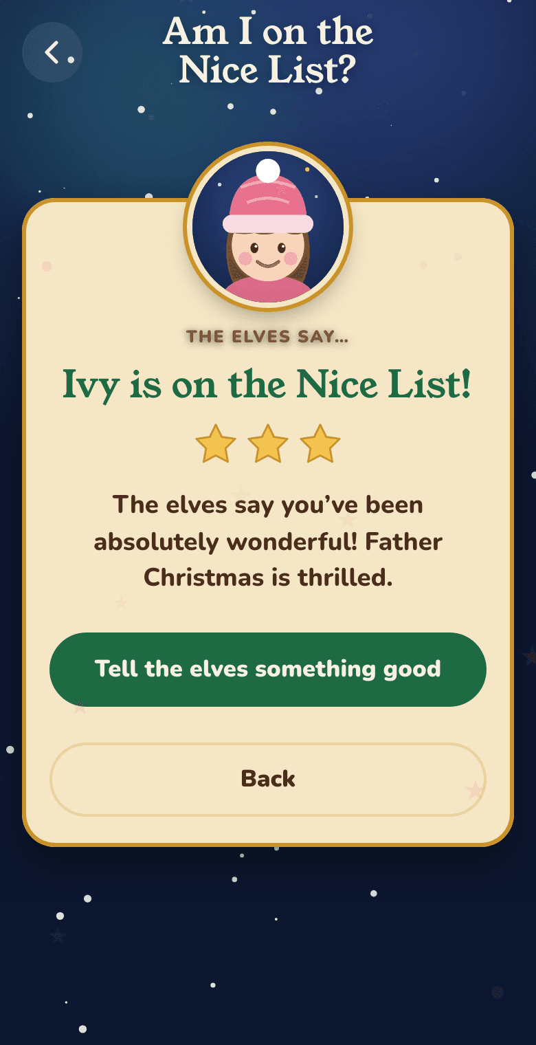 The elves’ answer: Ivy is on the Nice List, with three gold stars
